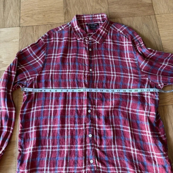 Michael Kors XXL Plaid Linen Shirt Long Sleeve Button Down Italian Fabric - Picture 7 of 8